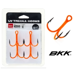 Крючки тройники Lucky John Orange (BKK) UV LJH201 №3/0, 4 шт.