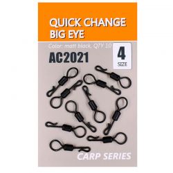  Вертлюги быстросъемные Orange Carp AC2021 Quick change big eye (sz4, 10шт)