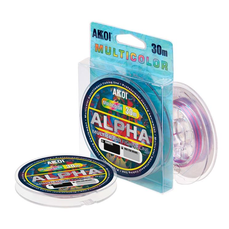Монофильная леска AkkoiI Alpha d 0,09мм, тест 0,96кг, 30м, многоцветная