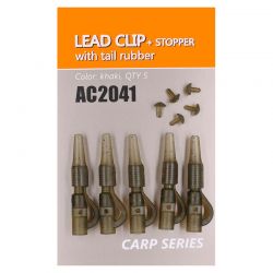 Клипса безопасная Orange AC2041 Lead clip+stopper with tail rubber (пластик,5шт)