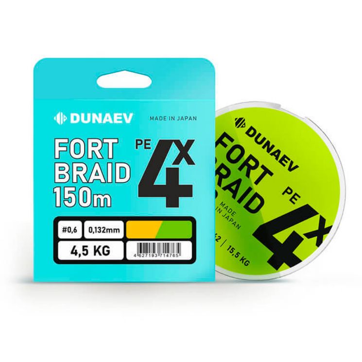 Шнур Dunaev Fortbraid PEx4 Dark Green #0.6 PE (0,132мм, 4,5кг) 150м