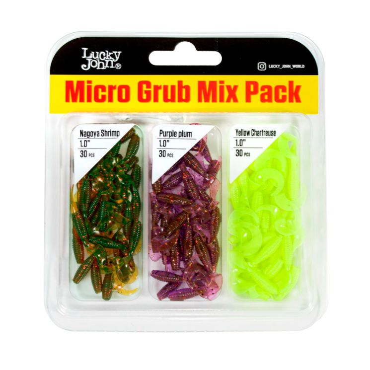 Твистеры Lucky John Micro Grub 1.0in (25мм, 0,18г) Mix Pack/MIX1 90шт.