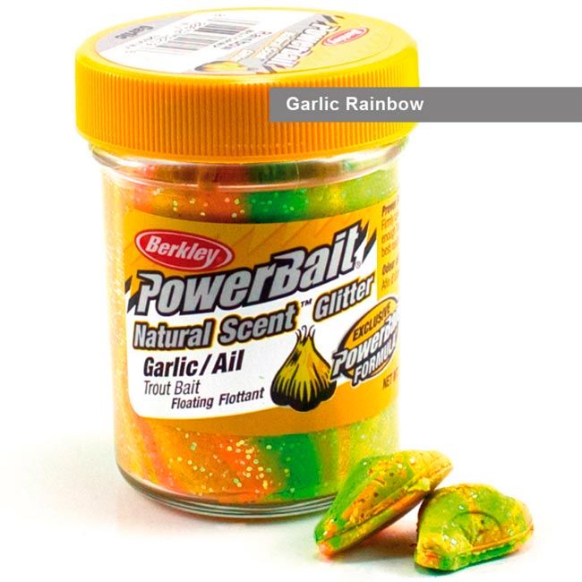 Паста форелевая Berkley Powerbait Natural Scent Glitter Trout Bait (50 г) Garlic Rainbow