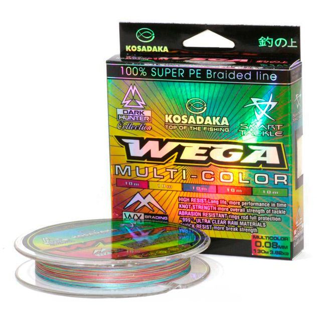 Леска плетеная Kosadaka Wega 130м (0,08мм) Multicolor