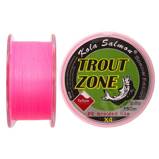 Плетеная леска Trout Zone Edition\hybrid PE X4 150м #0.22 (0.079мм,1.7кг) Pink