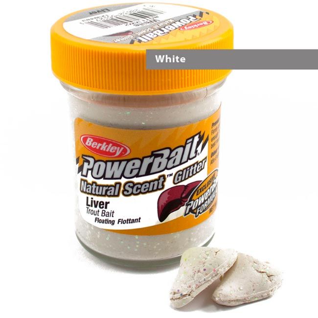 Паста форелевая Berkley Powerbait Natural Scent Glitter Trout Bait (50 г) Liver White