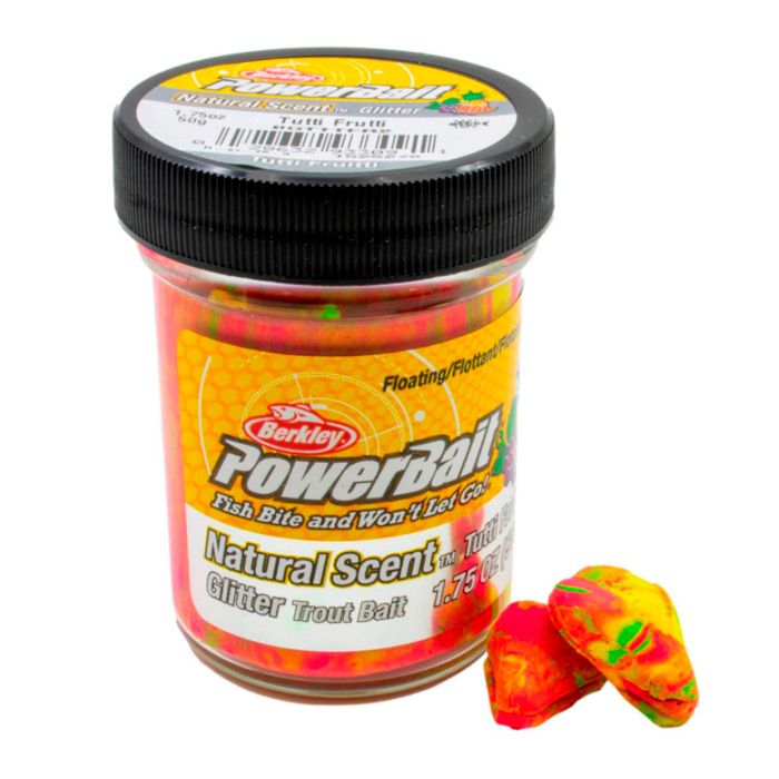 Паста форелевая Berkley PowerBait Natural Scent Glitter Trout Bait (50 г)  Tutti Frutti купить по цене 610 руб. в интернет-магазине