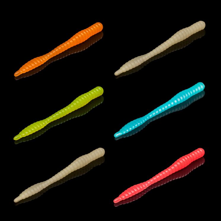 Приманка Soorex Soorex Worm 80мм (1.3г, 6 шт) цвет 215 Glow микс, аромат - Персик