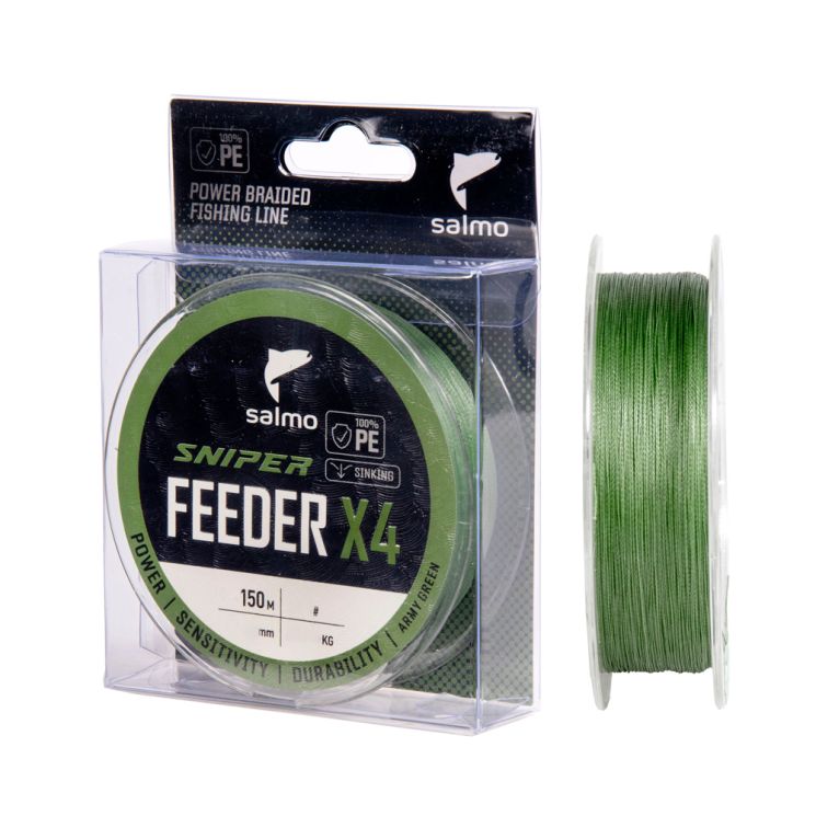 Шнур плетеный Salmo Sniper X4 FEEDER Braid #0.8PE (0,14мм, 10,1кг) 150м Army Green