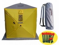 Палатка для зимней рыбалки Helios Куб-3 (желто-серая)