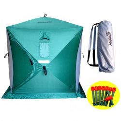 Палатка для зимней рыбалки Helios Куб-2 (зелено-серая)