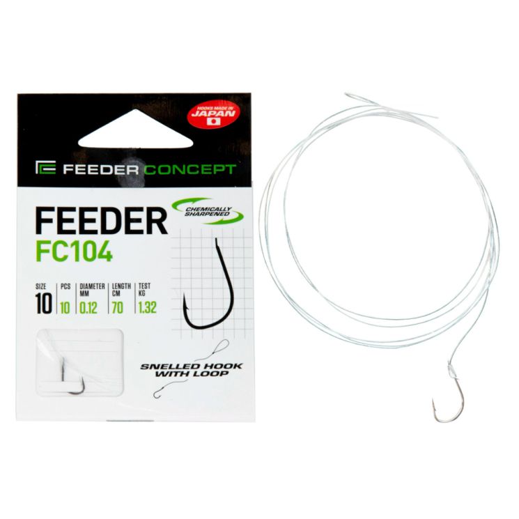 Крючки с поводком Feeder Concept FC104 70 см, № 10, 0,12 мм 10 шт.