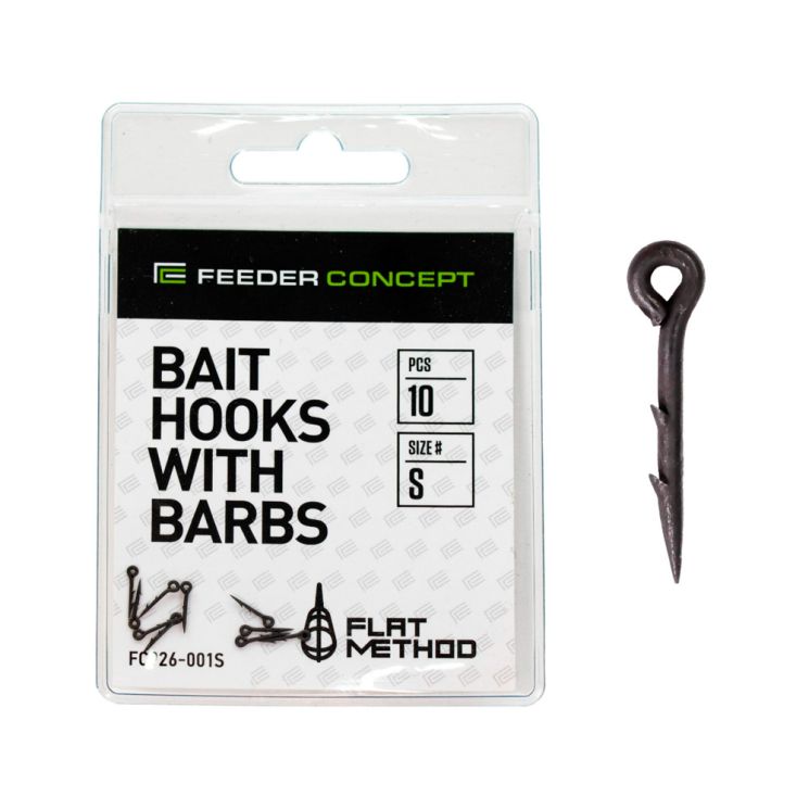 Шипы для бойлов/насадок Feeder Concept Flat Method Bait Hooks With Barbs р.003L 10шт.