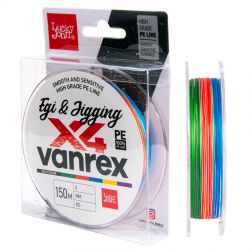 Леска плетеная Lucky John Vanrex Egi&Jigging Х4 Braid 150м (0.08мм,2.5кг) Multicolor