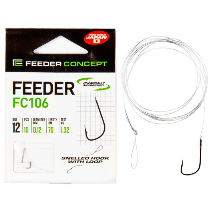 Крючки с поводком Feeder Concept FC106 70 см, № 12, 0,12 мм 10 шт.