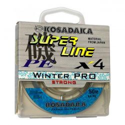 Плетеный шнур зимний Kosadaka Super Line PE X4 Winter Pro 50м 0.05мм 3.2кг Белый