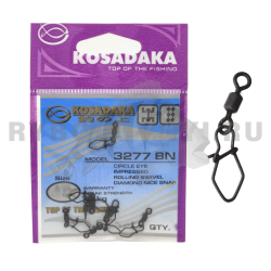 Вертлюг роликовый с застежкой Kosadaka 3277BN-12 "Diamond nice snap" №12, 6kg (7шт.)