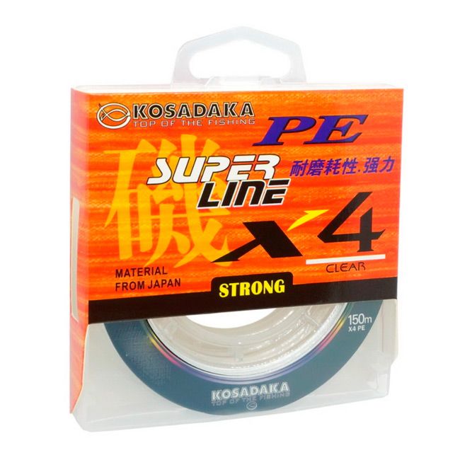 Шнур плетеный Kosadaka Super Line PE X4 150м (0,10мм) Clear