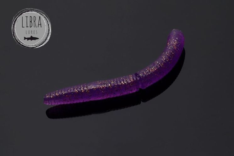 Приманка Libra Lures Fatty D'Worm 55 (020 Purple with glitter) (Сыр) (5,5см) 12 шт.