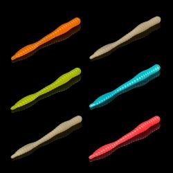 Приманка Soorex Soorex Worm 80мм (1.3г, 6 шт) цвет 215 Glow микс, аромат - Голубика