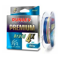 Шнур Dunaev Premium PE X4 #1.0 (0,17мм, 8кг) 150м Multicolor