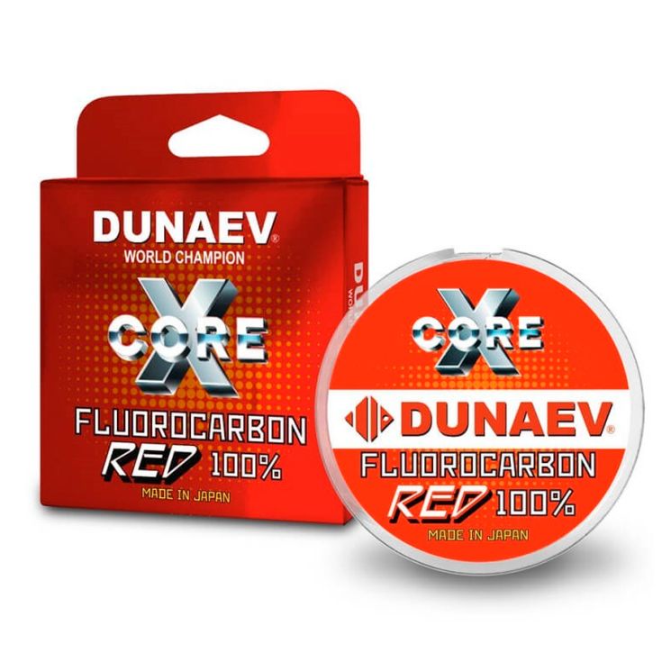 Леска Dunaev X-Core Fluorocarbon RED (0,330мм, 8,5кг) 100м красная