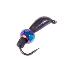 Мормышка вольфрамовая Lucky John БАНАН спортивный черный, петелька с диско шаром хамелеон 0,25мм цв.H