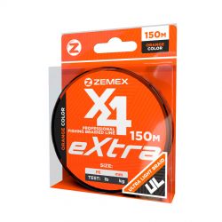 Плетеный шнур Zemex Extra X4 150 м, #0.6 PE, d 0.128 мм, Orange