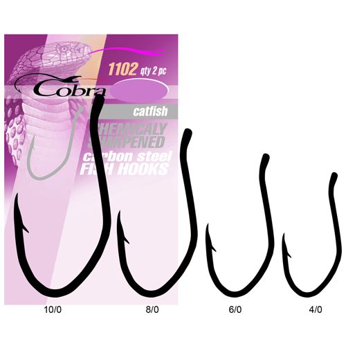 Крючок одинарный Cobra Catfish 102NSB 5-2 шт.
