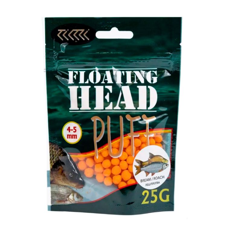 Плавающая насадка Floating Head воздушное тесто Puff 4-5 мм «Лещ/Плотва» рыжий
