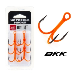 Крючки тройники Lucky John Orange (BKK) UV LJH201 №1, 6 шт.