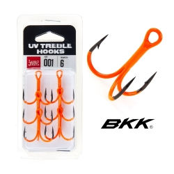 Крючки тройники Lucky John Orange (BKK) UV LJH201 №2, 6 шт.