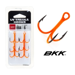Крючки тройники Lucky John Orange (BKK) UV LJH201 №4, 6 шт.